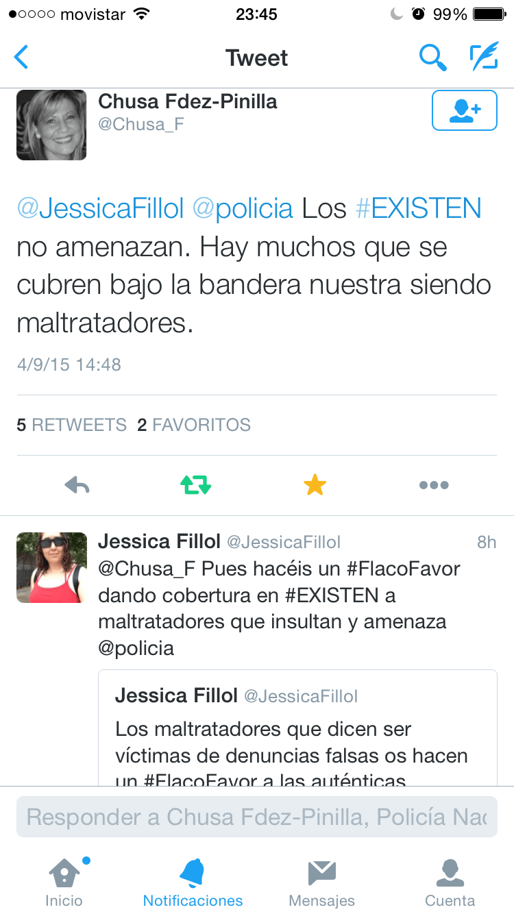 Chusa Fernández Pinilla, una de las promotoras de GenMad y #EXISTEN, admitiendo que hay maltratadores que se cubren bajo su paraguas